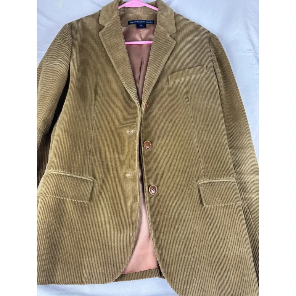 Ralph Lauren Sport Corduroy Blazer Jacket Tan‎ Brown Men Size 12